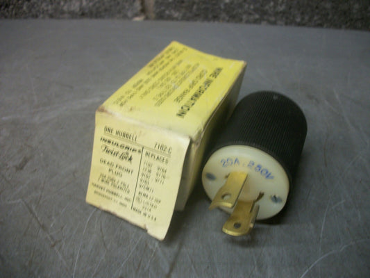 HUBBELL INSULGRIP TWIST-LOCK DEAD FRONT PLUG HBL7102-C 20AMP 250VOLT 2P 2W NIB