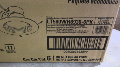 HALO BOX OF 6 5/6" LT56 RETROFIT RECESSED LED LIGHTS LT560WH6930-6PK NIB