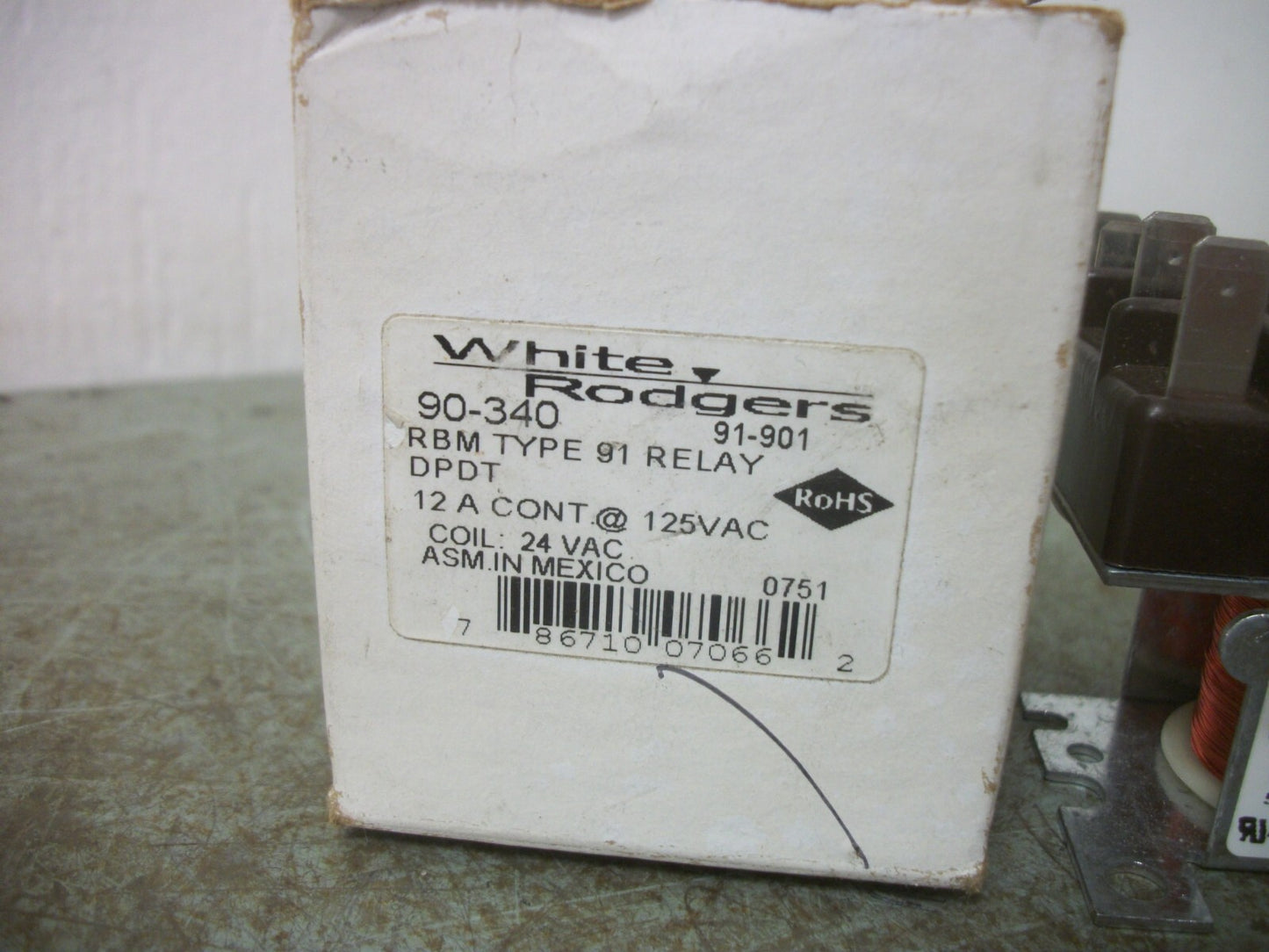 WHITE-RODGERS DPDT RBM TYPE 91 RELAY 90-340 91-901 24VCOIL 12AMP 125VOLT NIB