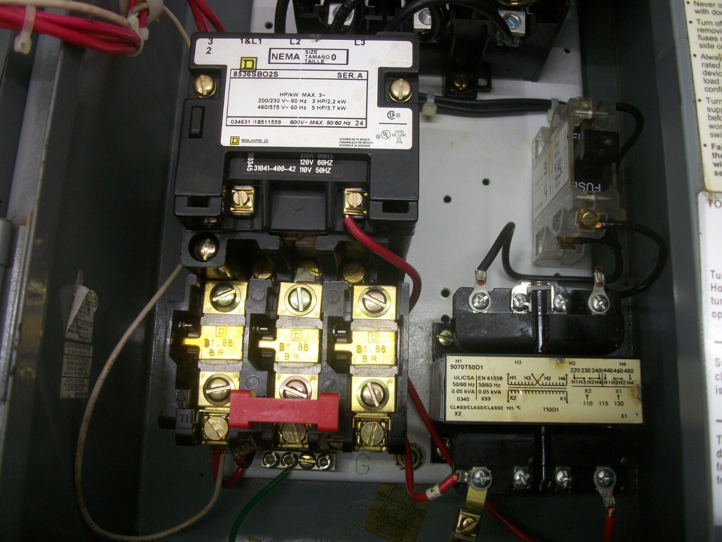 SQUARE D STARTER COMBO SIZE 0 TYPE 3R 8536SBO2S 120VCOIL 30AMP FUSIBLE