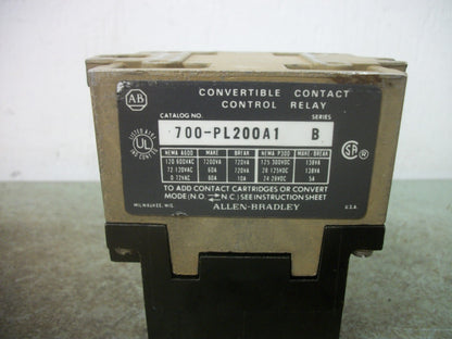 ALLEN-BRADLEY AC CONTROL RELAY 700-PL200A1 120VCOIL