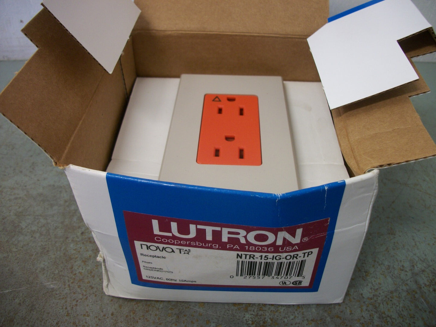 LUTRON NOVA T MATTE TAUPE ORANGE RECEPTACLE NTR-15-IG-OR-TP 15AMP 125VOLT NIB