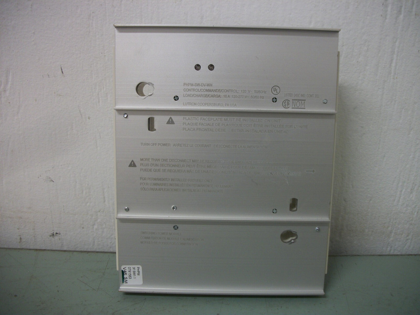 LUTRON GRAFIK EYE POWER MODULE PHPM-SW-DV-WH 120VOLT 16AMP