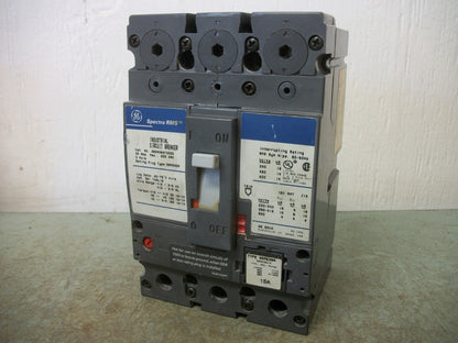 GE SPECTRA SEDA CIRCUIT BREAKER SEDA36AT0030 30AMP 600VOLT 3POLE W/15A TRIP