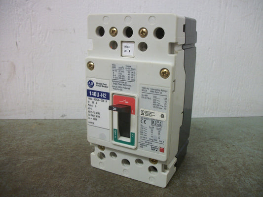 ALLEN-BRADLEY 140U-H2 CIRCUIT BREAKER 140U-H2C3-C30 A 30AMP 600VOLT 3POLE NOB