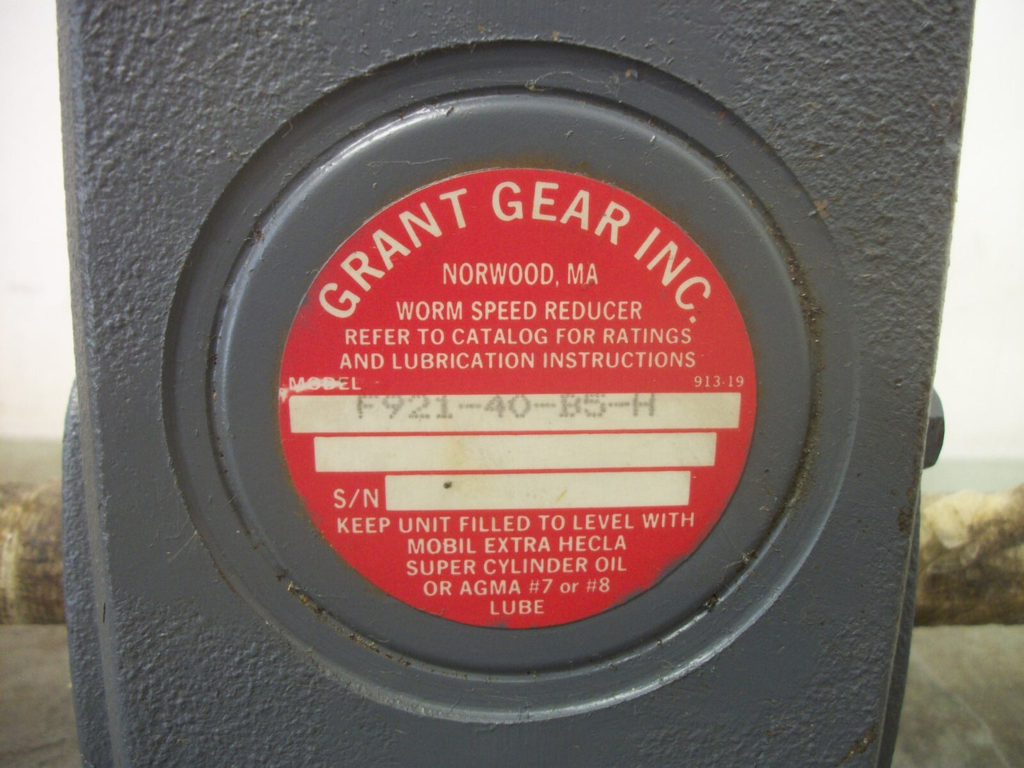 GRANT GEAR WORM GEAR SPEED REDUCER F921-40-B5-H NOB