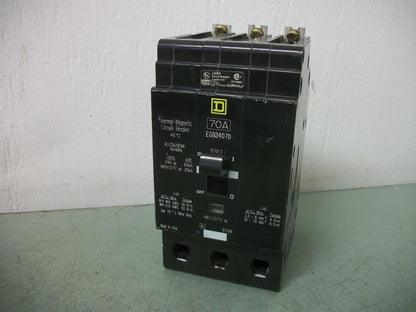 SQUARE D EGB CIRCUIT BREAKER EGB34070 70AMP 480VOLT 3POLE