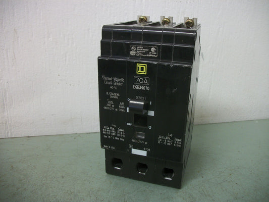 SQUARE D EGB CIRCUIT BREAKER EGB34070 70AMP 480VOLT 3POLE