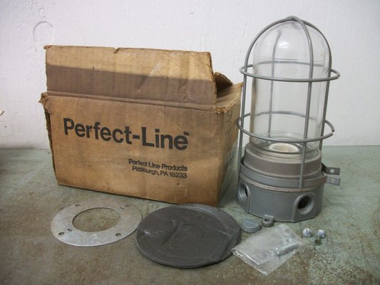 PERFECT-LINE VAPORPROOF CEILING FIXTURE W/GLASS GLOBE & CAGE VC100 NIB