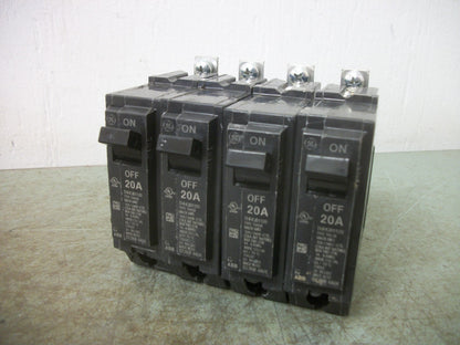 GE LOT OF 4 THHQB CIRCUIT BREAKERS THHQB1120 20AMP 240VOLT 1POLE