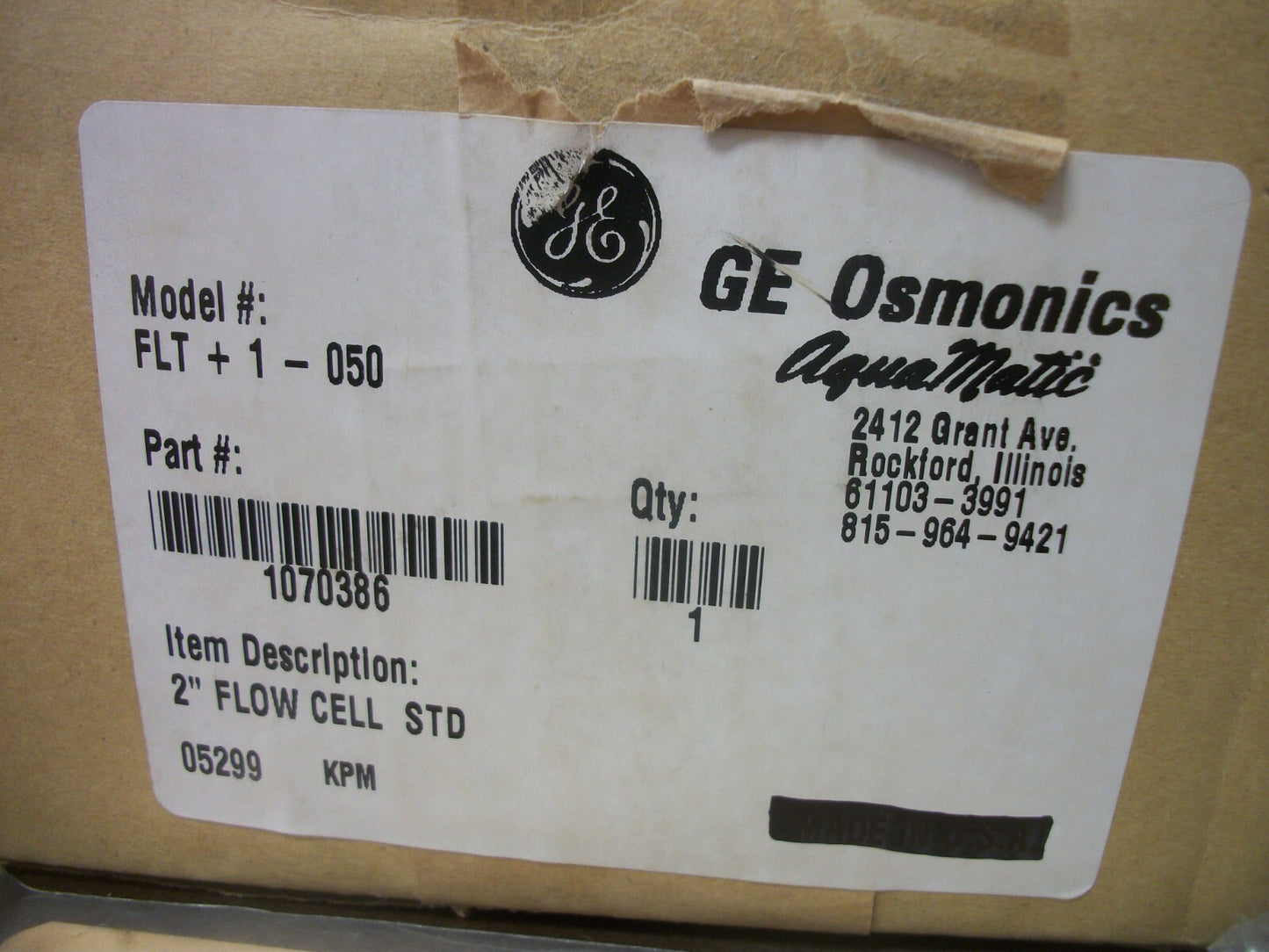 GE 1070386 OSMONICS AQUAMATIC 2" FLOW CELL FLT+1-050 NIB