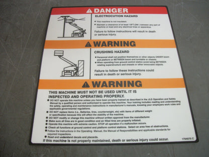 JLG WARNING/DANGER MTB DECAL 1704575 NEW