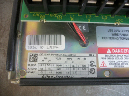ALLEN-BRADLEY AC DRIVE 1336F-BRF100-AN-EN-HASP-L6 3PH 460VOLT 22AMP