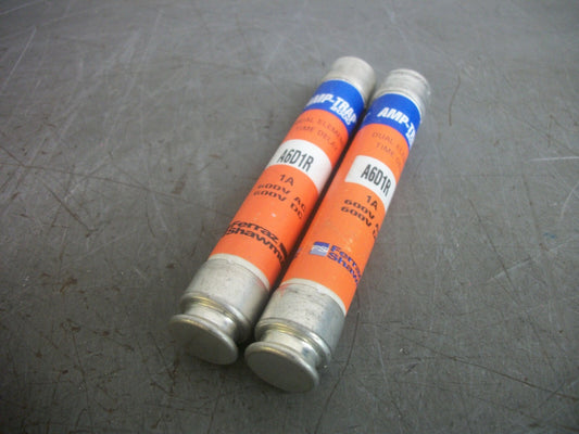 FERRAZ-SHAWMUT LOT OF 2 AMP-TRAP FUSES A6D1R 1AMP 600VOLT NOB