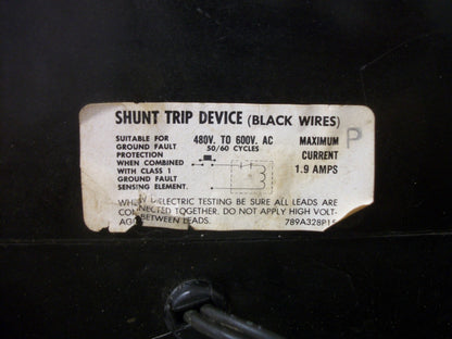 GE TED CIRCUIT BREAKER TED134YT100 100AMP 480VOLT 3POLE BLACK W/SHUNT