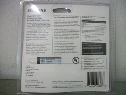 SIEMENS AFCI/GFCI QAF2N CIRCUIT BREAKER QA120AFCNP 20AMP 120VOLT 1POLE NEW