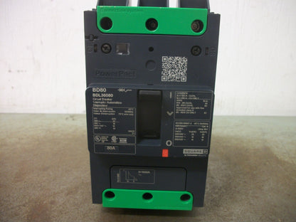 SQUARE D POWERPACT BD CIRCUIT BREAKER BDL36080 80AMP 600VOLT 3POLE