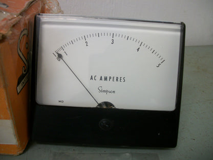 SIMPSON MODEL 1359 AC AMMETER PANEL METER 3300 0-5AMP 3300 NIB
