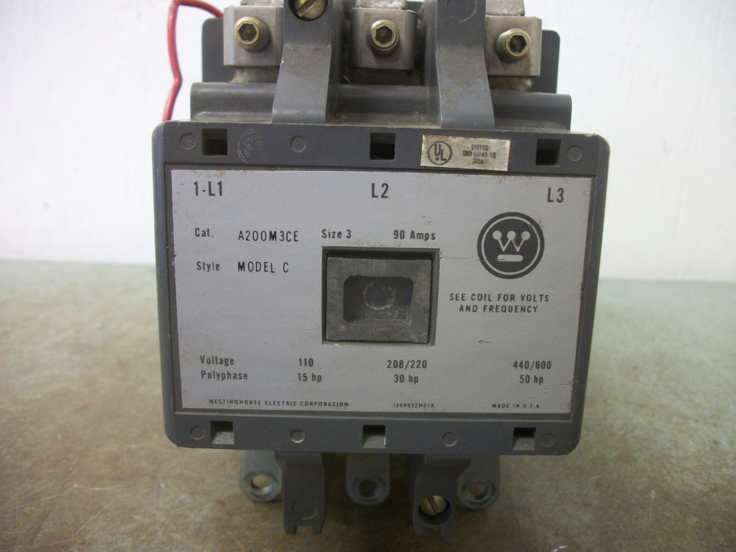 WESTINGHOUSE SIZE 3 CONTACTOR A200M3CE 90AMP 120VCOIL 3PH 600V 50HP