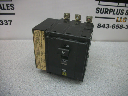 SQUARE D QOB CIRCUIT BREAKER QOB3301021 30AMP 240VOLT 3POLE W/SHUNT