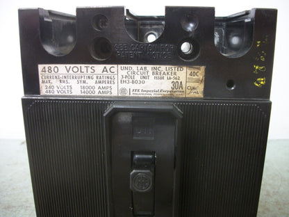 SIEMENS EH3 CIRCUIT BREAKER EH3B030 30AMP 480VOLT 3POLE
