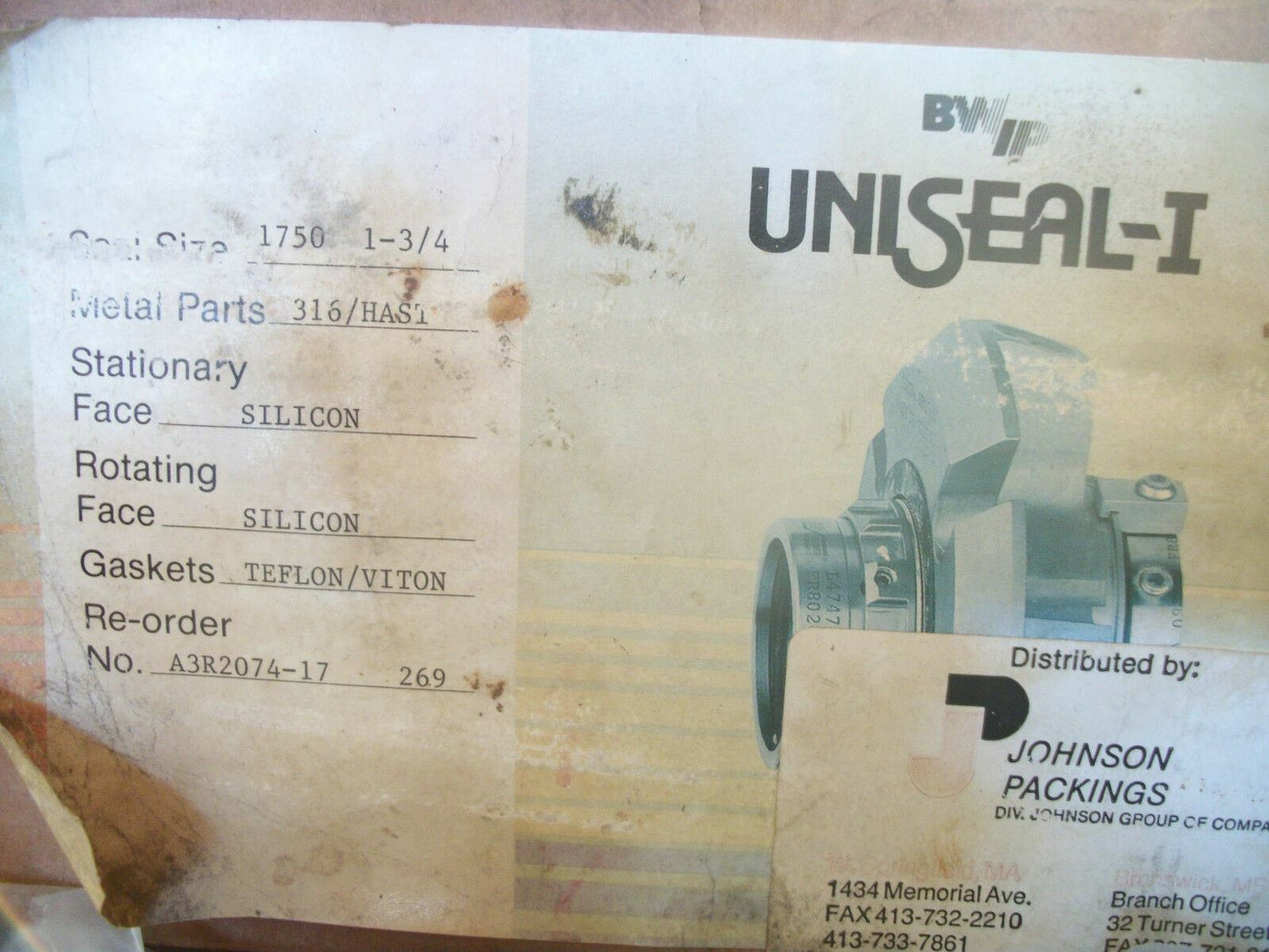 UNISEAL ONE 1-3/4" INLET OUTLET VENT 1750 NIB