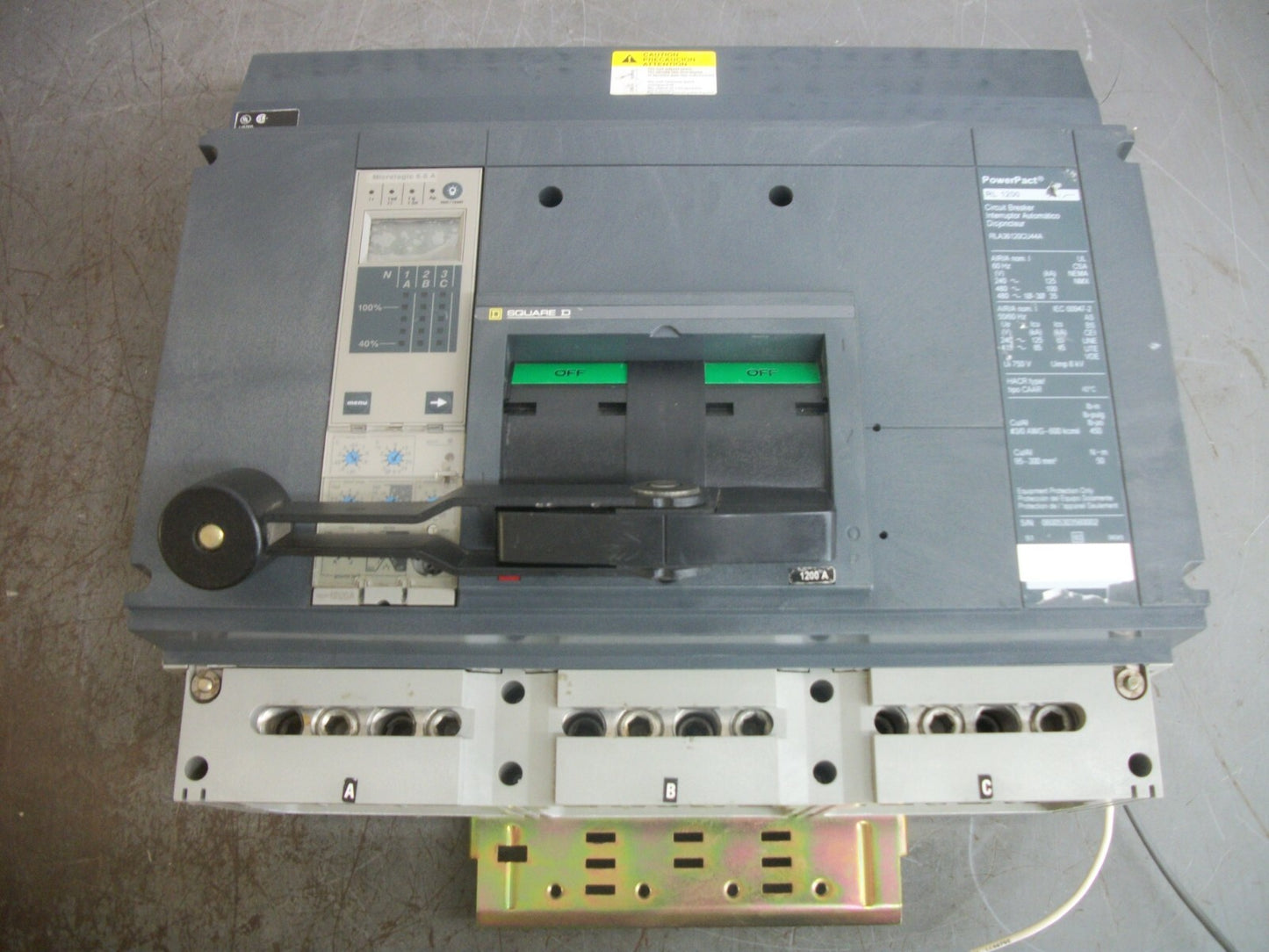 SQUARE D POWERPACT RL CIRCUIT BREAKER RLA361200CU44A 1200AMP 600VOLT 3POLE