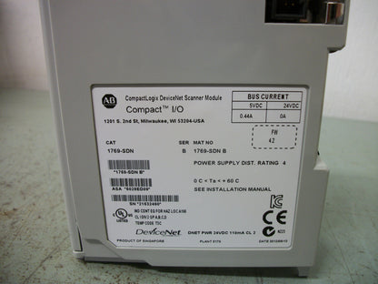 ALLEN-BRADLEY COMPACT I/O DEVICENET SCANNER MODULE 1769-SDN