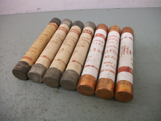 GOULD SHAWMUT LOT OF 7 ONE-TIME FUSES OTS7 7AMP 600VOLT