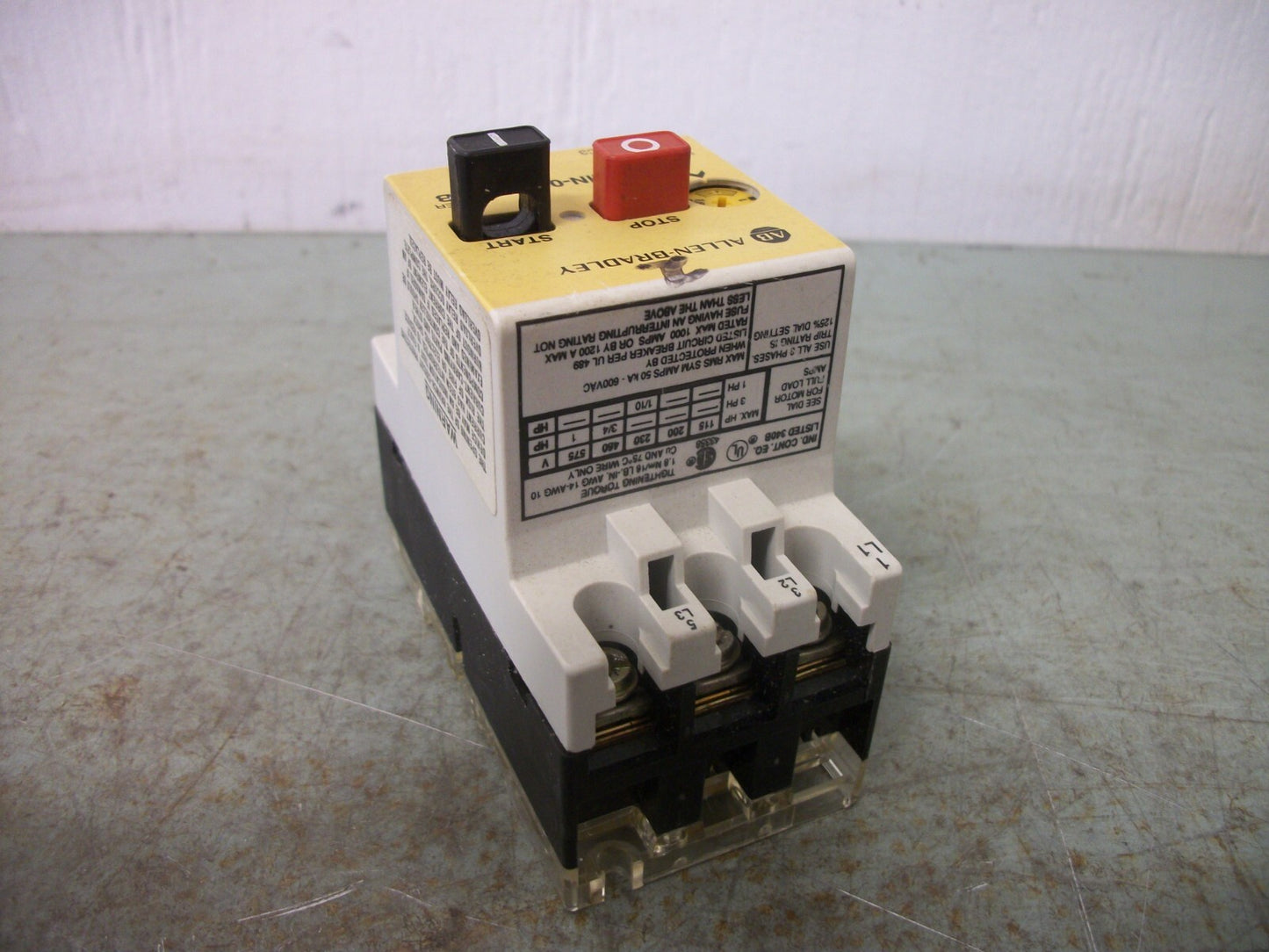 ALLEN-BRADLEY MOTOR CIRCUIT BREAKER 140-MN-0160 1.0-1.6AMP OLD