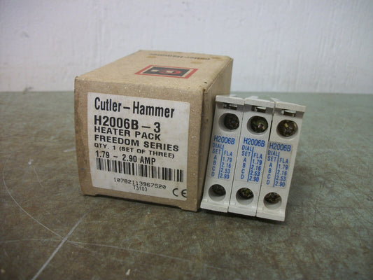 CUTLER-HAMMER BOX OF 3 FREEDOM SERIES OVERLOAD RELAY HEATERS H2006B-3 NIB