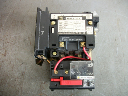 SQUARE D SIZE 0 MOTOR STARTER 8536SBO2H20S 24VCOIL 3PH 600V 5HP W/ML L.N.C.