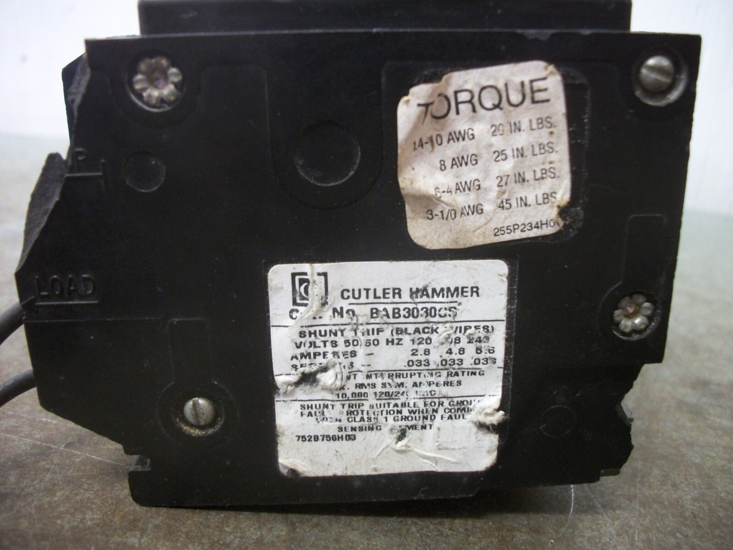 CUTLER-HAMMER BA CIRCUIT BREAKER BAB3030CS 30AMP 240VOLT 3POLE W/SHUNT & NEUTRAL