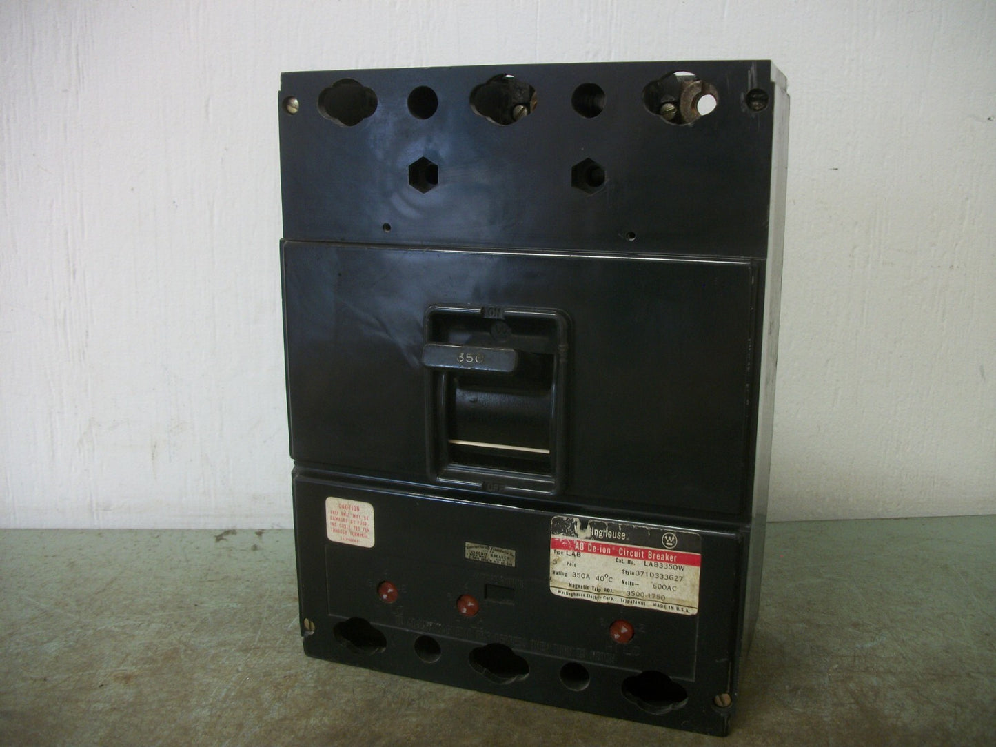 WESTINGHOUSE LAB CIRCUIT BREAKER LAB3350W 350AMP 600VOLT 3POLE