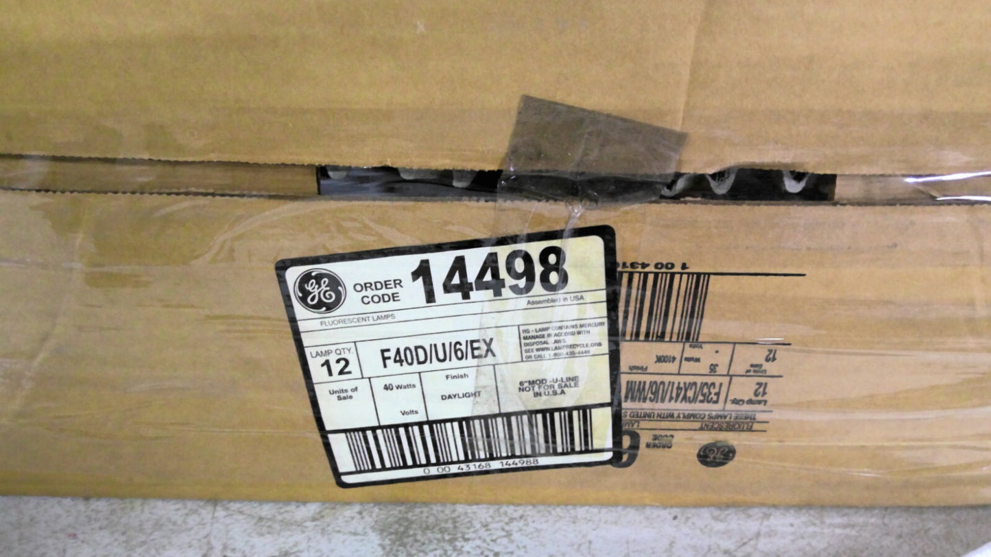 GE 14498 BOX OF 12 U SHAPED LAMPS F40D/U/6/EX 40W NIB