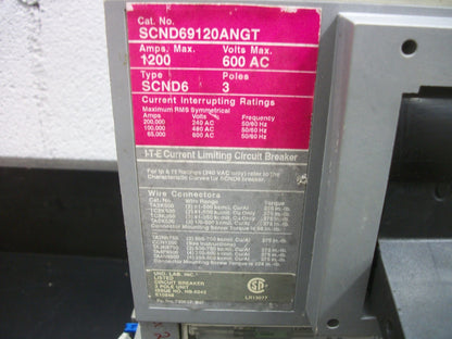 SIEMENS SENTRON SCND6 CIRCUIT BREAKER SCND69120ANGT 1200AMP 600VOLT 3POLE