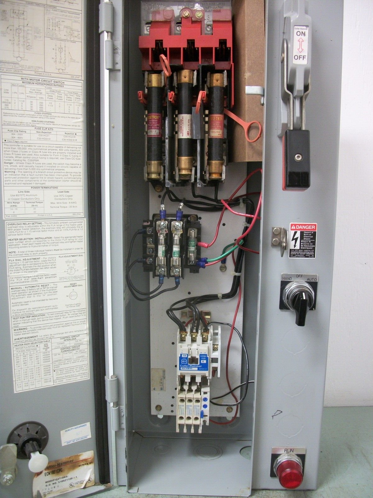 CUTLER-HAMMER STARTER COMBO SIZE 0 TYPE 1 AN16BN0 120VCOIL 30AMP FUSIBLE