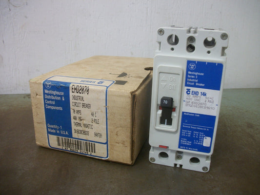 WESTINGHOUSE EHD CIRCUIT BREAKER EHD2070 70AMP 480VOLT 2POLE NIB