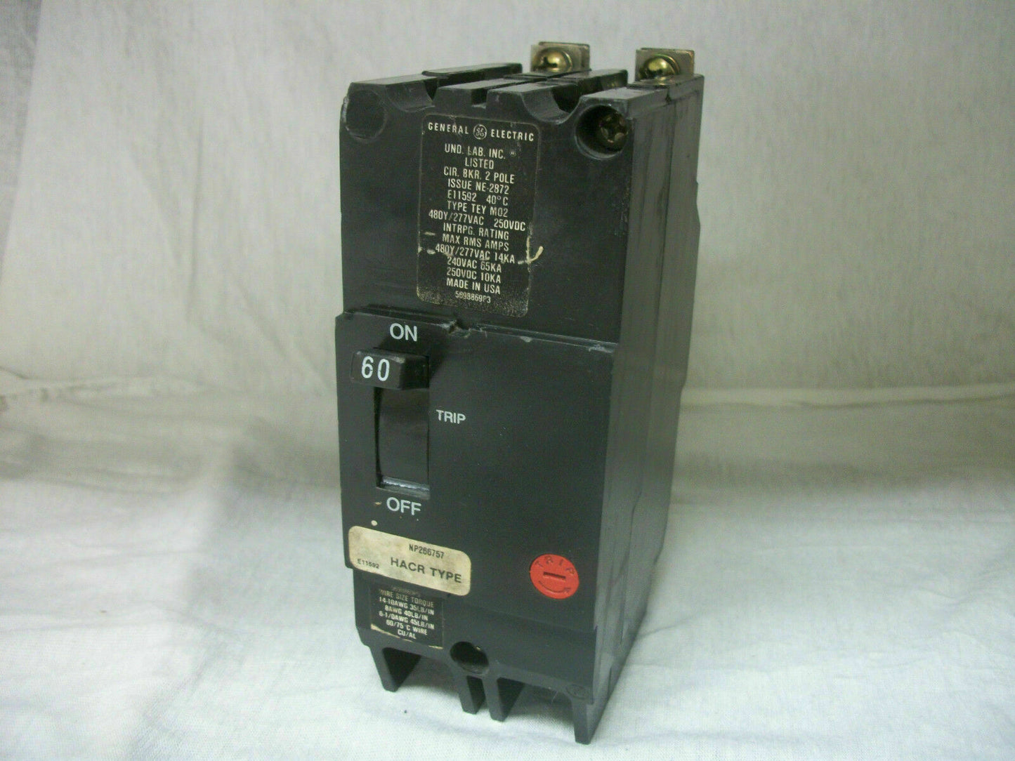 GE TEY CIRCUIT BREAKER TEY260 60AMP 480VOLT 2POLE