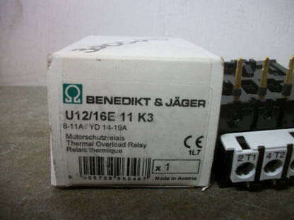 BENEDIKT & JAGER THERMAL OVERLOAD RELAY U12/16E 11 K3 8-11AMP NIB