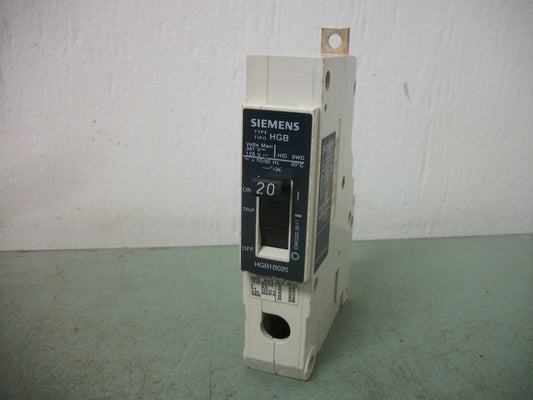 SIEMENS HGB CIRCUIT BREAKER HGB1B020 20AMP 347VOLT 1POLE