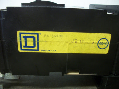 SQUARE D I-LINE FA CIRCUIT BREAKER FA34100 100AMP 480VOLT 3POLE BLACK