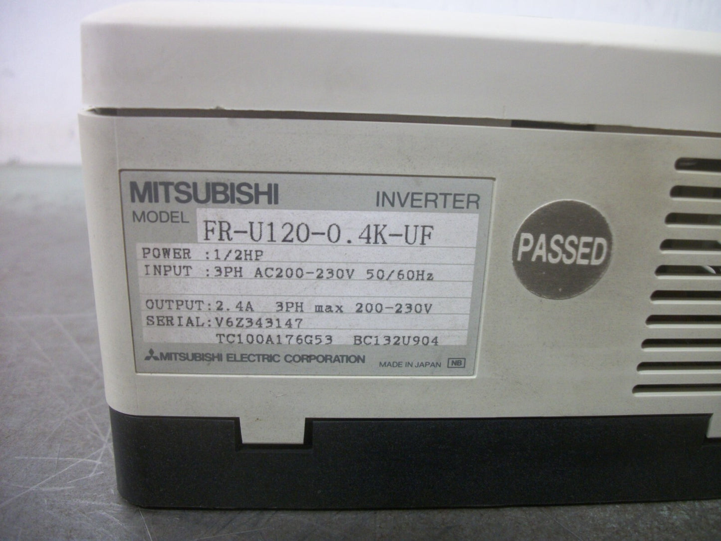 MITSUBISHI FREQROL-U100 1.5HP INVERTER DRIVE FR-U120-0.4K-UF 230VOLT 3PH 2.4AMP