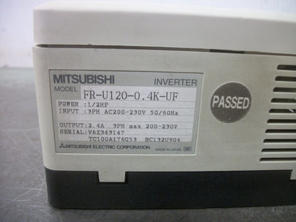 MITSUBISHI FREQROL-U100 1.5HP INVERTER DRIVE FR-U120-0.4K-UF 230VOLT 3PH 2.4AMP