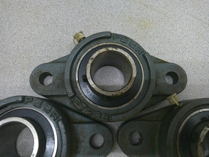 PEER LOT OF 3 2-BOLT FLANGE PILLOW BLOCK BEARINGS FT206 1-1/4