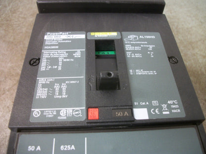 SQUARE D POWERPACT I-LINE HG CIRCUIT BREAKER HGA36050 50AMP 600VOLT 3POLE