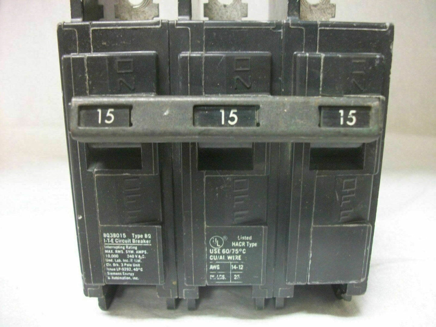 SIEMENS BQ CIRCUIT BREAKER BQ3B015 15AMP 240VOLT 3POLE