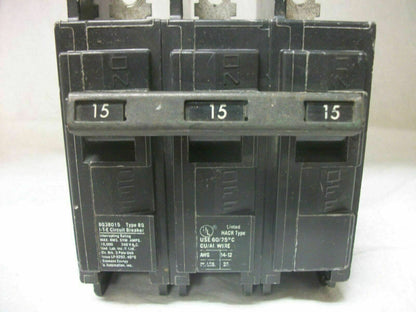 SIEMENS BQ CIRCUIT BREAKER BQ3B015 15AMP 240VOLT 3POLE