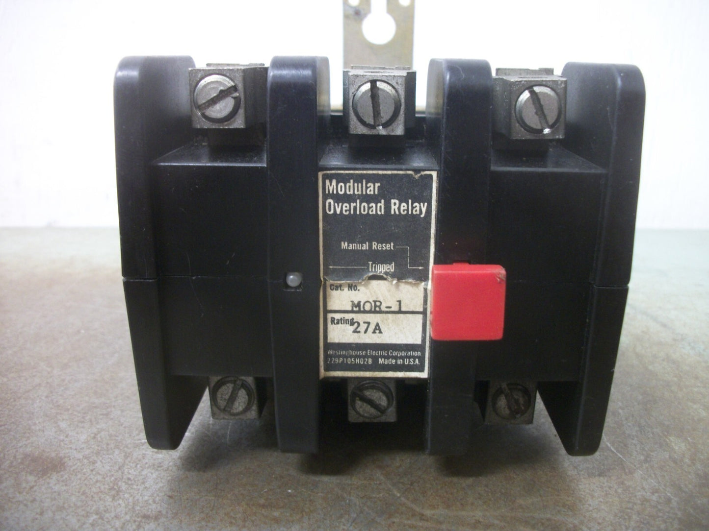 WESTINGHOUSE 2608D1CG26 MODULAR OVERLOAD RELAY MOR-1 27AMP 600VOLT