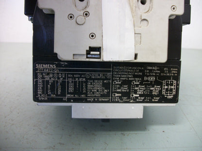 SIEMENS CONTACTOR 3TF4422-0A 55AMP 110VCOIL 3PH 600V 25HP